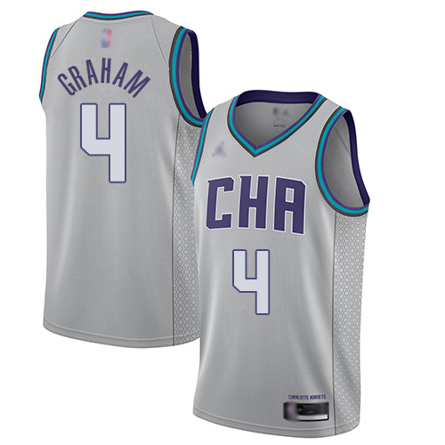 Men's Nike Charlotte Hornets #4 Devonte Graham Gray NBA Jordan Swingman City Edition 2019 20 Jersey