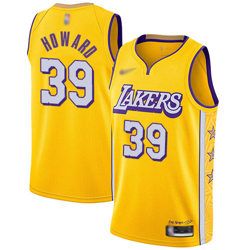 Men's Nike Los Angeles Lakers #39 Dwight Howard Gold NBA Swingman City Edition 2019 20 Jersey