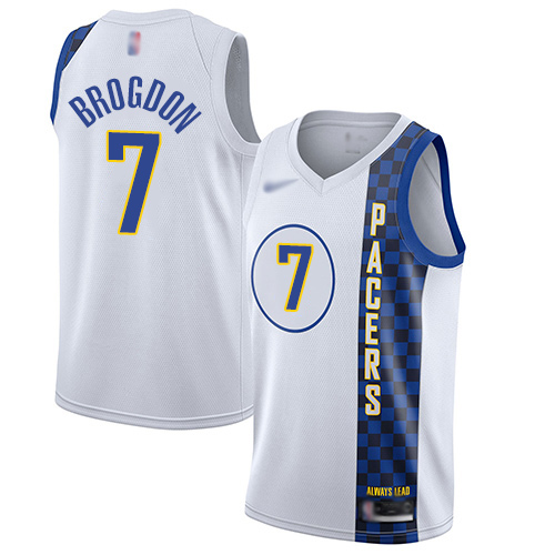 Men's Nike Indiana Pacers #7 Malcolm Brogdon White NBA Swingman City Edition 2019 20 Jersey