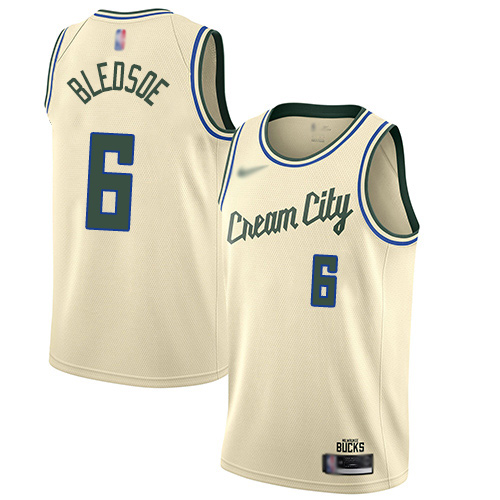Men's Nike Milwaukee Bucks #6 Eric Bledsoe Cream Basketball Swingman City Edition 2019 20 Jersey