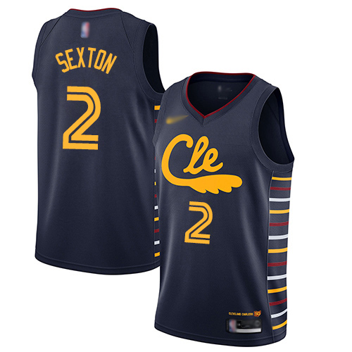 Men's Nike Cleveland Cavaliers #2 Collin Sexton Navy Basketball Swingman City Edition 2019 20 Jersey