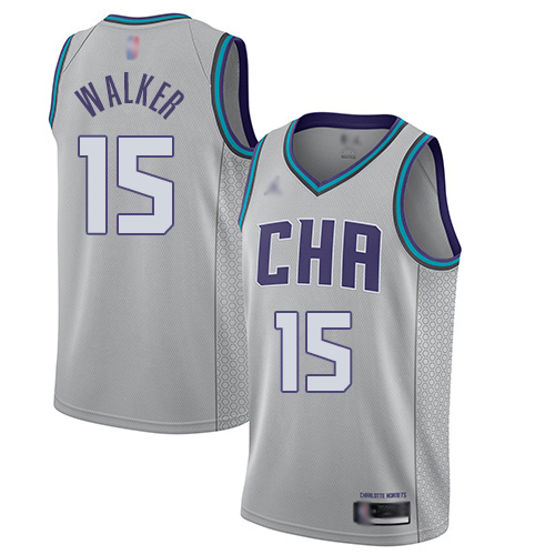 Men's Nike Charlotte Hornets #15 Kemba Walker Gray Basketball Jordan Swingman City Edition 2019 20 Jersey Men's Nike Charlotte Hornets #15 Kemba Walker Gray Basketball Jordan Swingman City Edition 2019 20 Jersey