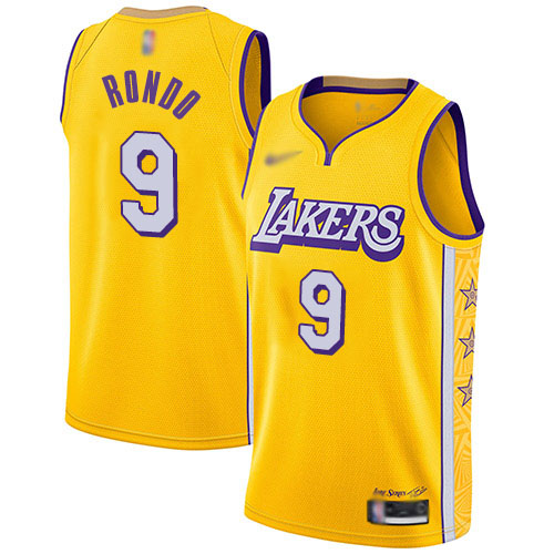 Men's Nike Los Angeles Lakers #9 Rajon Rondo Gold Basketball Swingman City Edition 2019 20 Jersey
