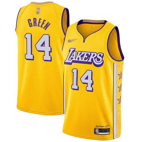 Men's Nike Los Angeles Lakers #14 Danny Green Gold Basketball Swingman City Edition 2019 20 Jersey