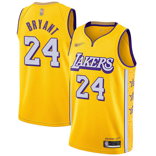 Men's Nike Los Angeles Lakers #24 Kobe Bryant Gold Basketball Swingman City Edition 2019 20 Jersey Men's Nike Los Angeles Lakers #24 Kobe Bryant Gold Basketball Swingman City Edition 2019 20 Jersey