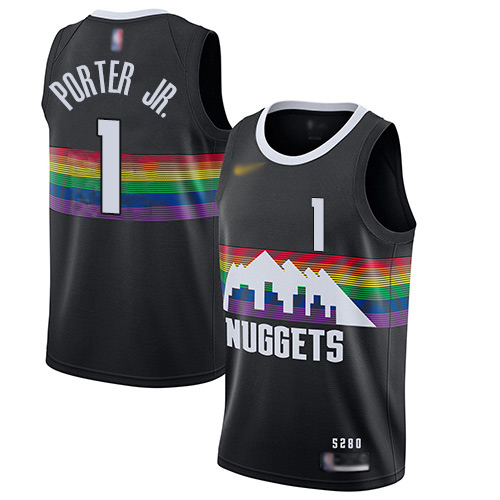Men's Nike Denver Nuggets #1 Michael Porter Jr. Black Basketball Swingman City Edition 2019 20 Jersey