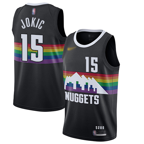 Men's Nike Denver Nuggets #15 Nikola Jokic Black Basketball Swingman City Edition 2019 20 Jersey Men's Nike Denver Nuggets #15 Nikola Jokic Black Basketball Swingman City Edition 2019 20 Jersey
