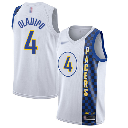 Men's Nike Indiana Pacers #4 Victor Oladipo White Basketball Swingman City Edition 2019 20 Jersey
