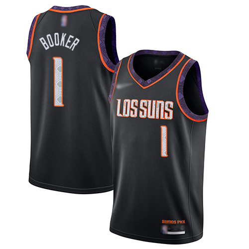 Men's Nike Phoenix Suns #1 Devin Booker Black Basketball Swingman City Edition 2019 20 Jersey