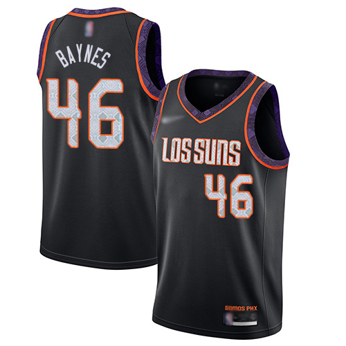 Men's Nike Phoenix Suns #46 Aron Baynes Black Basketball Swingman City Edition 2019 20 Jersey