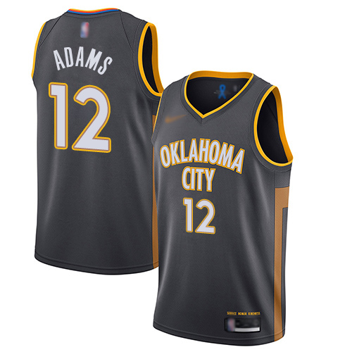 Men's Nike Oklahoma City Thunder #12 Steven Adams Charcoal Basketball Swingman City Edition 2019 20 Jersey