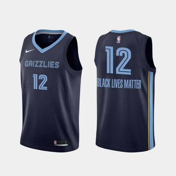 Memphis Grizzlies #12 Ja Morant BLM Jersey Navy