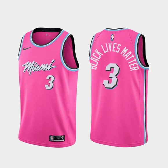 Miami Heat #3 Dwyane Wade BLM Jersey Pink