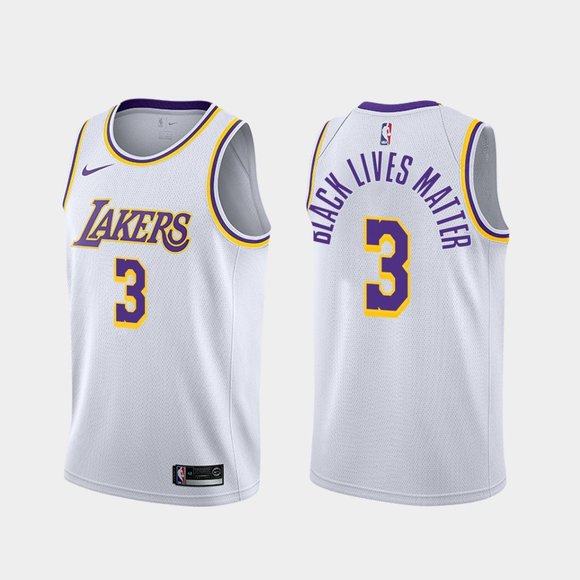 Los Angeles Lakers #3 Anthony Davis BLM Purple Jersey White
