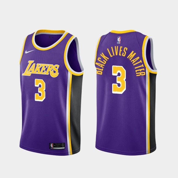 Los Angeles Lakers #3 Anthony Davis BLM Purple Jersey