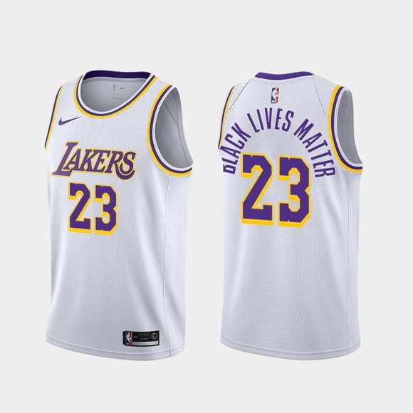 Los Angeles Lakers #23 LeBron James BLM Purple Jersey White