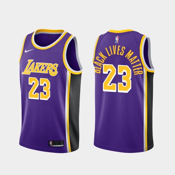 Los Angeles Lakers #23 LeBron James BLM Purple Jersey
