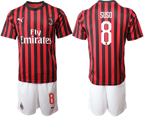 AC Milan #8 Suso Home Soccer Club Jersey