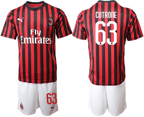 AC Milan #63 Cutrone Home Soccer Club Jersey