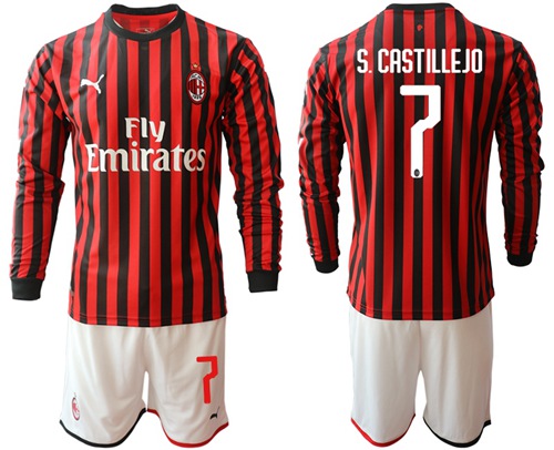 AC Milan #7 S.Castillejo Home Long Sleeves Soccer Club Jersey