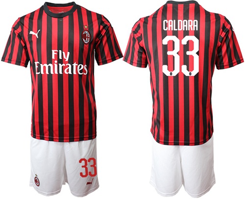 AC Milan #33 Caldara Home Soccer Club Jersey