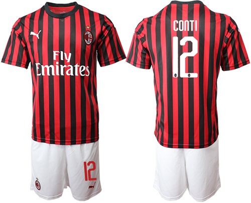 AC Milan #12 Conti Home Soccer Club Jersey