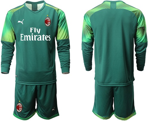 AC Milan Blank Army Green Goalkeeper Long Sleeves Soccer Club Jersey