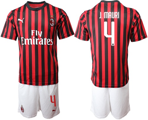 AC Milan #4 J.Mauri Home Soccer Club Jersey