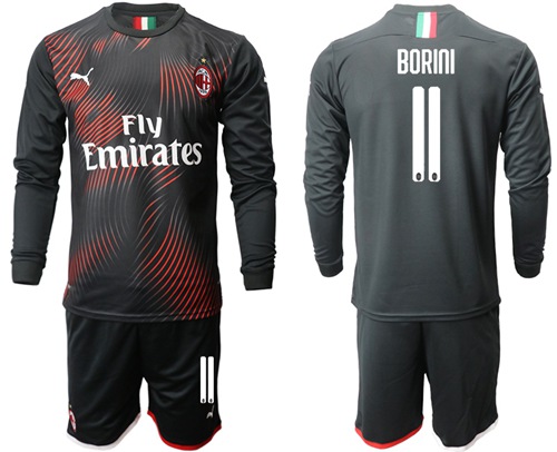 AC Milan #11 Borini Third Long Sleeves Soccer Club Jersey