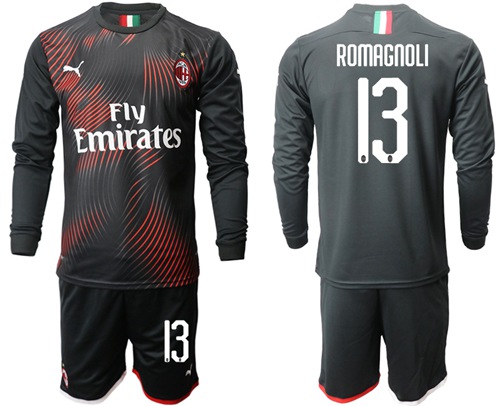 AC Milan #13 Romagnoli Third Long Sleeves Soccer Club Jersey