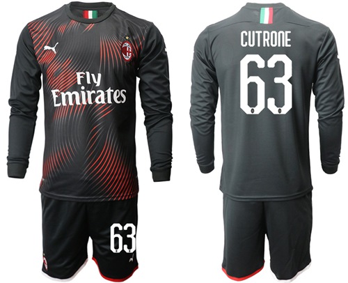 AC Milan #63 Cutrone Third Long Sleeves Soccer Club Jersey