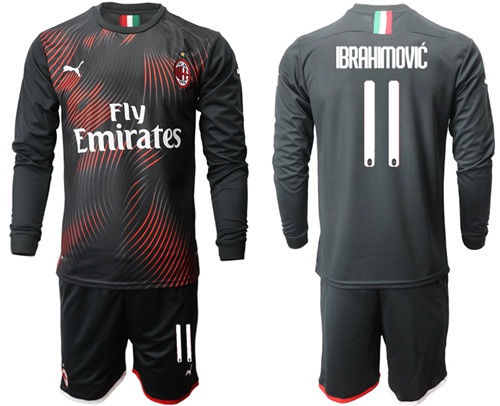 AC Milan #11 Brahimovic Third Long Sleeves Soccer Club Jersey