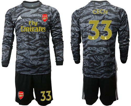 Arsenal #33 Cech Black Long Sleeves Goalkeeper Soccer Country Jersey