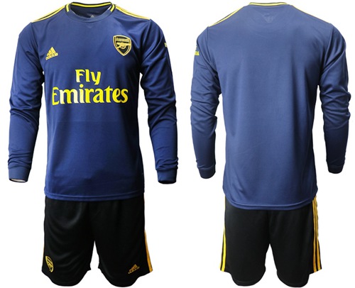 Arsenal Blank Blue Long Sleeves Soccer Club Jersey