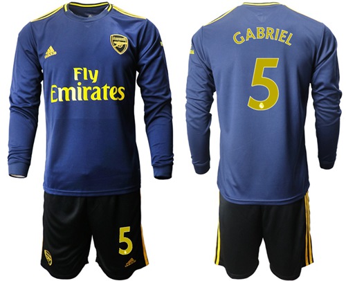 Arsenal #5 Gabriel Blue Long Sleeves Soccer Club Jersey