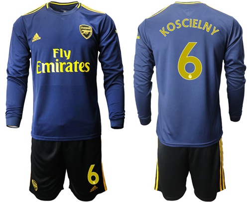 Arsenal #6 Koscielny Blue Long Sleeves Soccer Club Jersey