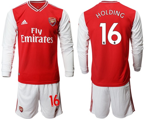 Arsenal #16 Holding Red Home Long Sleeves Soccer Club Jersey