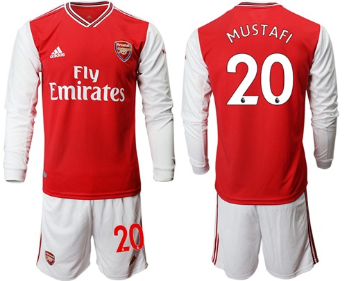 Arsenal #20 Mustafi Red Home Long Sleeves Soccer Club Jersey
