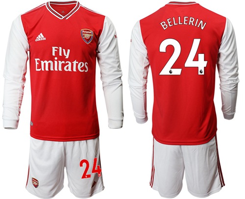 Arsenal #24 Bellerin Red Home Long Sleeves Soccer Club Jersey