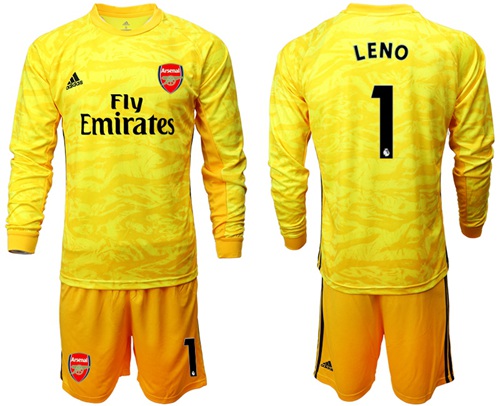 Arsenal #1 Leno Yellow Long Sleeves Goalkeeper Soccer Club Jersey