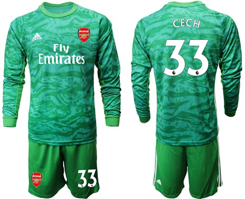 Arsenal #33 Cech Green Long Sleeves Goalkeeper Soccer Country Jersey