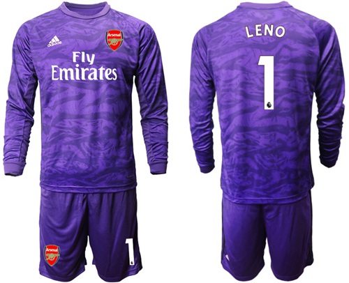 Arsenal #1 Leno Purple Long Sleeves Goalkeeper Soccer Club Jersey