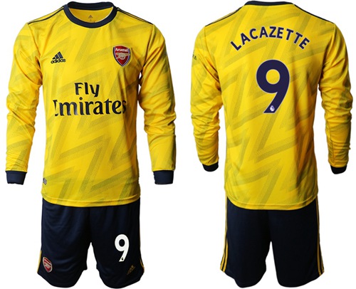 Arsenal #9 Lacazette Away Long Sleeves Soccer Club Jersey