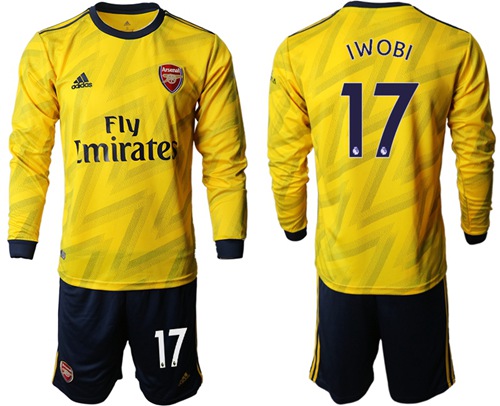 Arsenal #17 Iwobi Away Long Sleeves Soccer Club Jersey