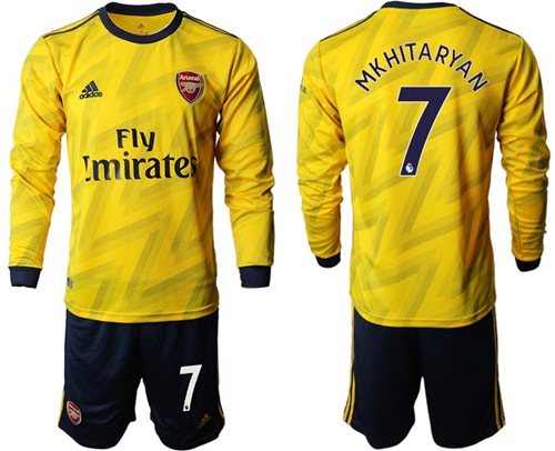 Arsenal #7 Mkhitaryan Away Long Sleeves Soccer Club Jersey
