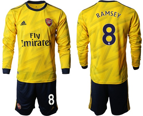 Arsenal #8 Ramsey Away Long Sleeves Soccer Club Jersey