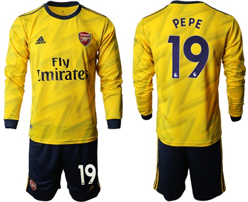 Arsenal #19 Pepe Away Long Sleeves Soccer Club Jersey