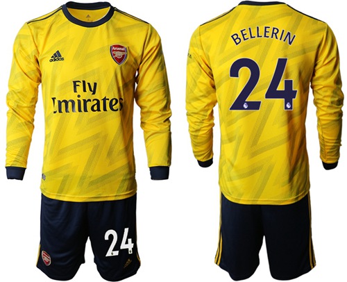 Arsenal #24 Bellerin Away Long Sleeves Soccer Club Jersey