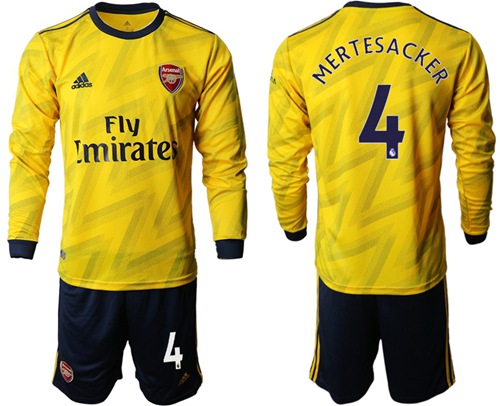Arsenal #4 Mertesacker Away Long Sleeves Soccer Club Jersey