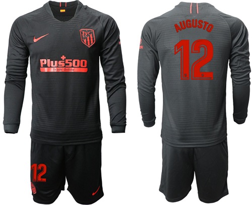 Atletico Madrid #12 Augusto Away Long Sleeves Soccer Club Jersey